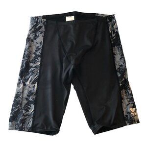 TYR Mens Jammer Swimwear Bottoms Shorts Drawstring Black Gray 32 M